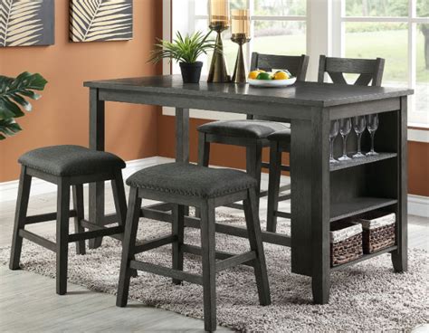 ● includes one table ,one bench & two saddle stools: NOVATT COUNTER HEIGHT STORAGE SHELVES DINING SET