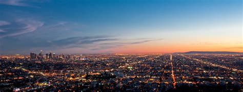 Hd Wallpaper Los Angeles Evening Lights Panorama