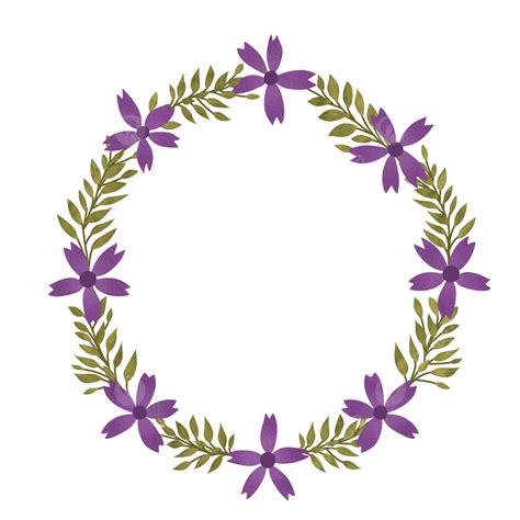 Purple Flower Wreath White Transparent Illustration Of Purple Flowers