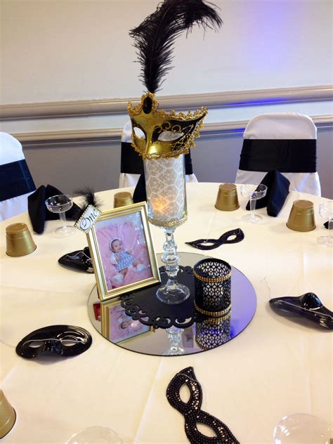 masquerade sweet 16 table centerpiece