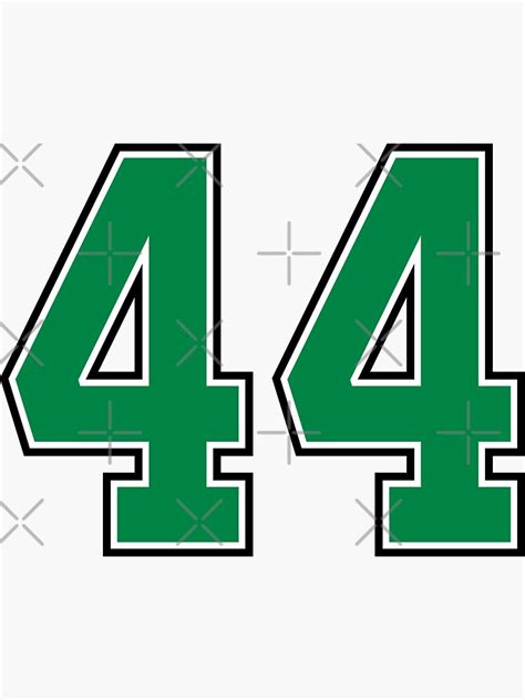 44 Number Green Lucky Sports Forty Four Sticker By Artisparty