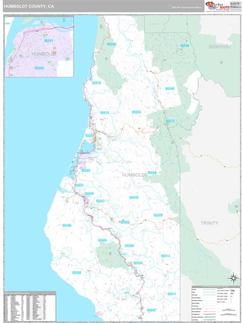 Humboldt County, CA Wall Map Premium Style by MarketMAPS - MapSales