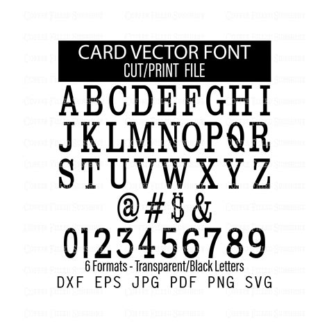 Card Font Vector Letter Images Cutprint Vector File Etsy Australia