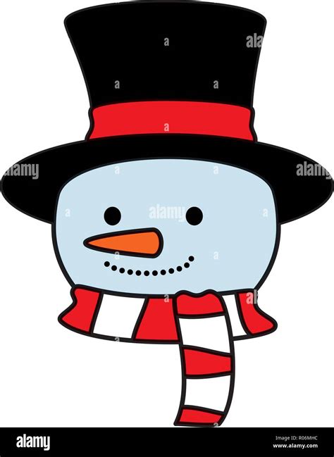 Cute Snowman Head Christmas Character Vector Illustration Design Stock