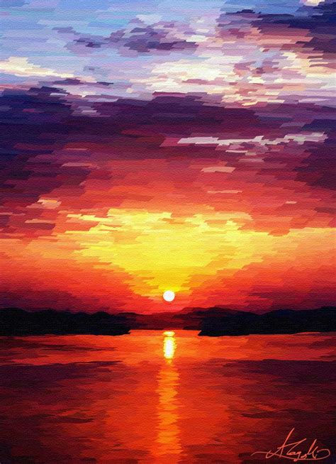 Sunrise Painting Sunrise Painting Skyscape Art Watercolor Sunrise