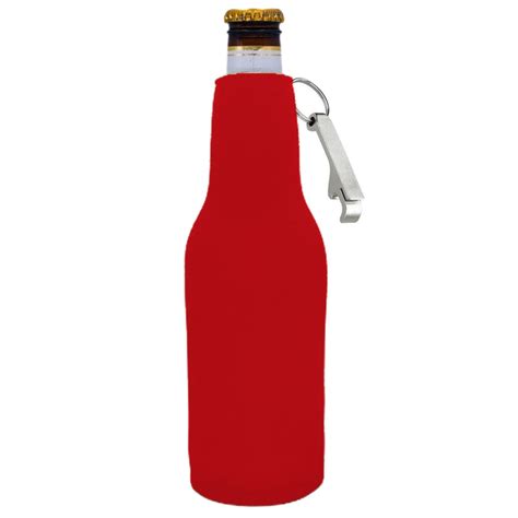 Blank Neoprene Zipper Bottle Coolie With Opener Wholesale Coolies