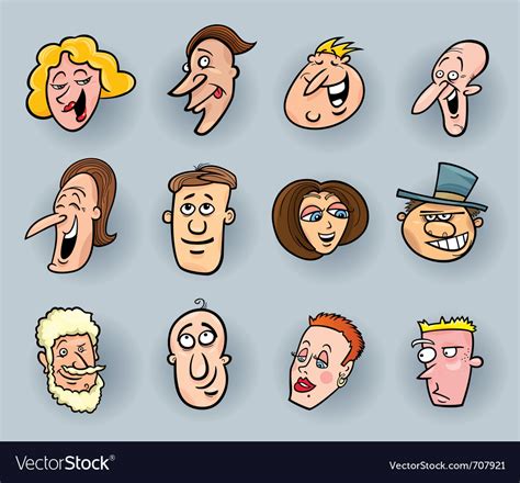 Cartoon People Faces Royalty Free Vector Image