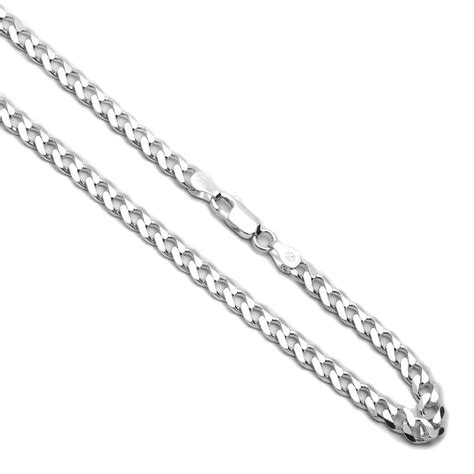 Mens 7mm 925 Sterling Silver Necklaces Italian Solid Curb Chain Made