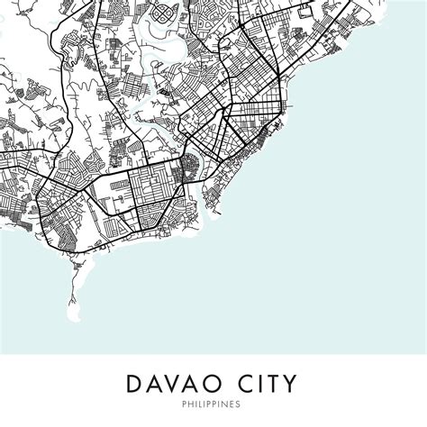 Davao City Philippines City Map Print Wall Art Print At Etsy Canada
