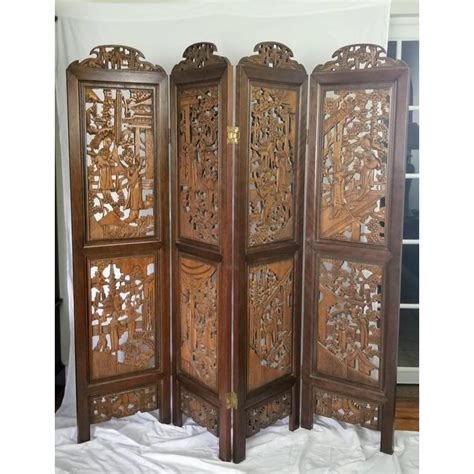 See more ideas about shabby chic room divider, shabby chic, shabby chic room. Vintage Chinoiserie 4-Panel Teak Wood Room Divider Screen ...