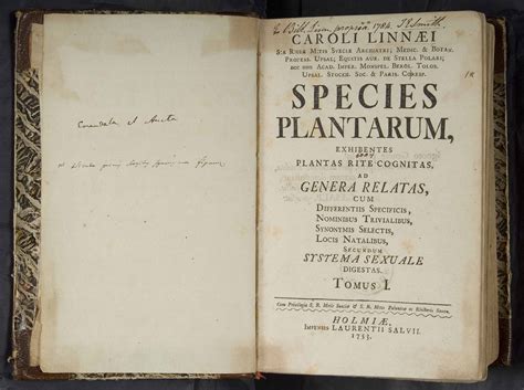 Carl Von Linnaeus Species Plantarum 1753 Nomenclatura Nomenclatura Química Cientificos