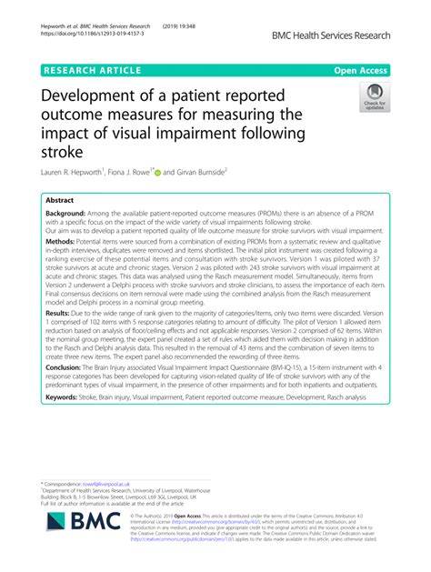 Pdf Development Of A Patient Reported Outcome Measures For Measuring