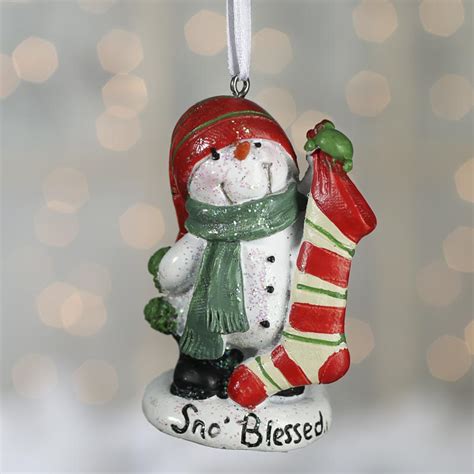 Sparkling Sno Blessed Snowman Ornament Table Decor