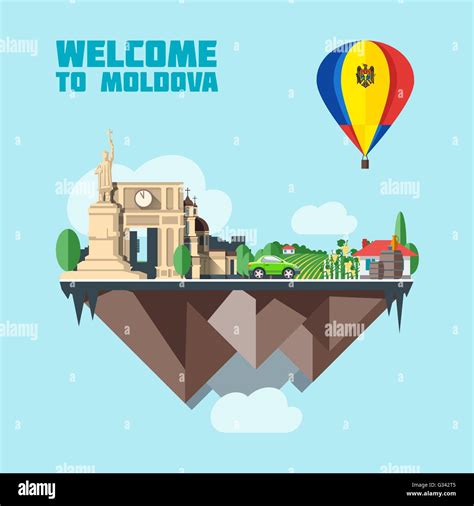 Moldova Country Infographic Map In 3d With Country Shape Flying In The
