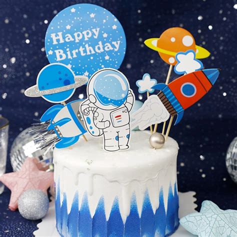 Space Theme Birthday Custom Cake Topper