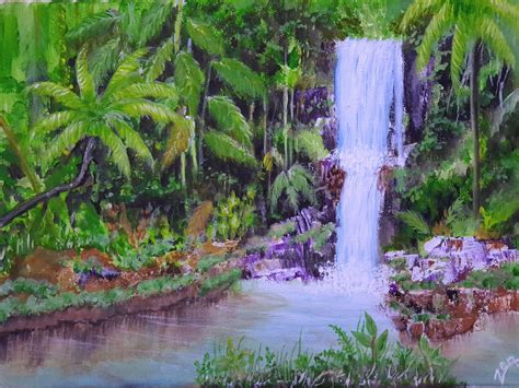 Acrylic Painting Waterfall In Forest Şelaleler Akrilik Resimler Resim