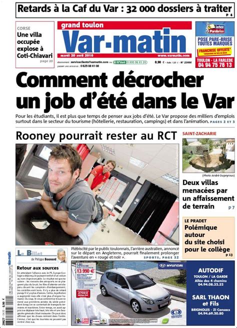It covers all local, national, state and international news about. Journal Var-Matin (France). Les Unes des journaux de ...