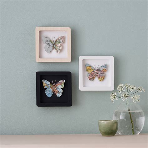 Personalised 3d Miniature Map Butterfly Frame By Bombus