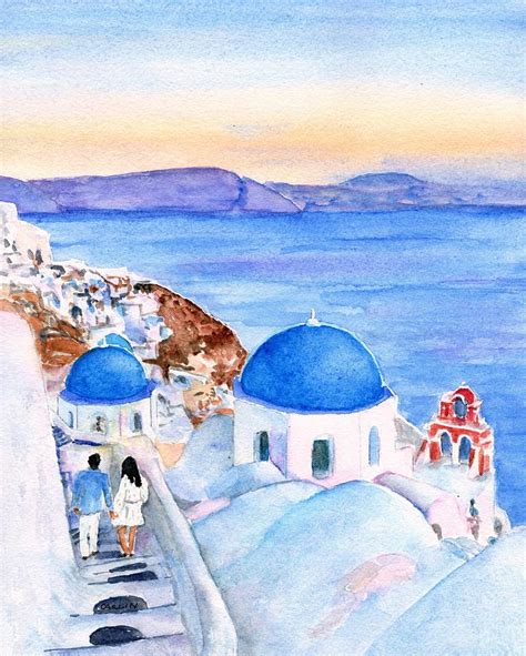 Oia Santorini Greece Painting By Carlin Blahnik Carlinartwatercolor