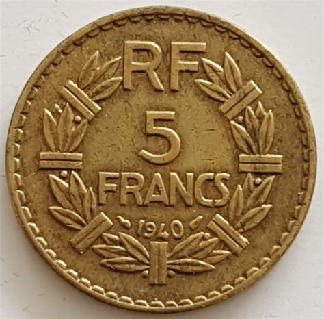 5 Francs Lavrillier 1940 Cupro Aluminium Eurocollectionshop