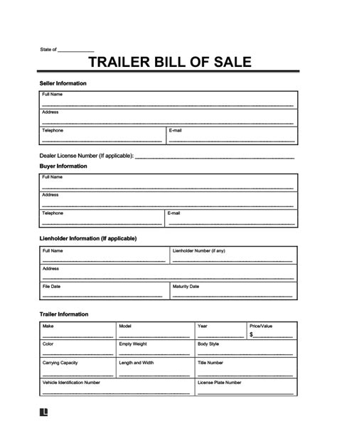 Create A Trailer Bill Of Sale Form Free Pdf And Word Downloads