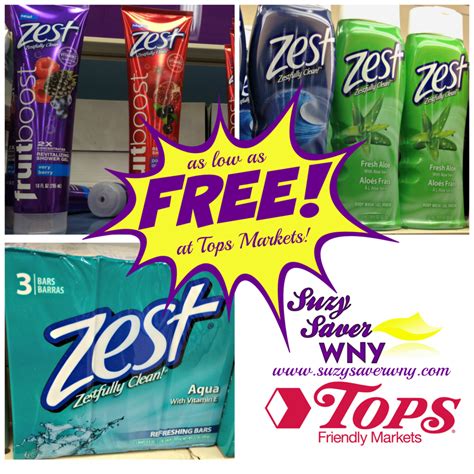 Tops Markets Four Free Zest Products After Coupons And Cash Back