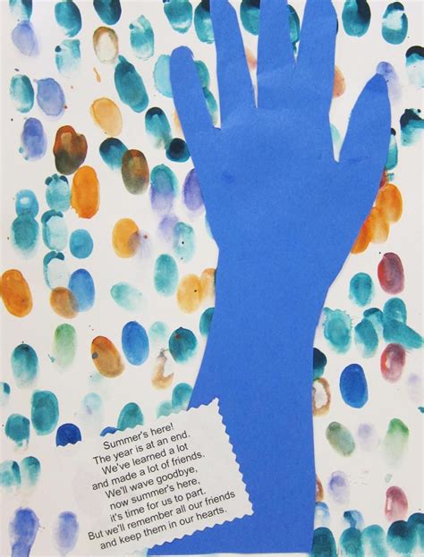 No preschool program would be complete without a steady supply of preschool crafts. End of Year Kindergarten Fingerprint Art | Teacher appreciation crafts, Fingerprint art ...
