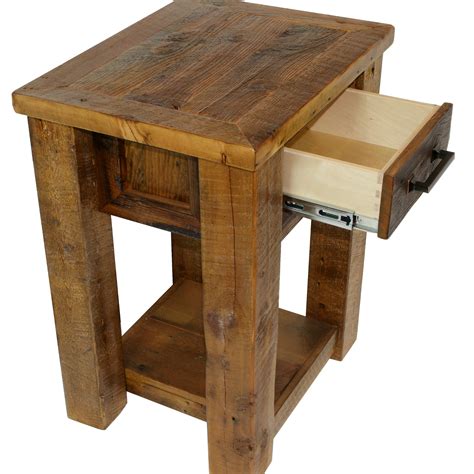 Rustic nightstand or end table constructed with douglas fir and finished to give the look of reclaimed wood (but without the heavy. Rustic Wood Lodge 1 Drawer Nightstand | Four Corner ...