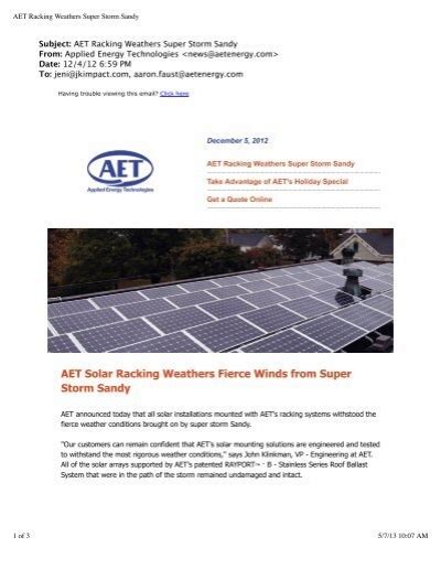 Aet Racking Weathers Super Storm Sandy Applied Energy
