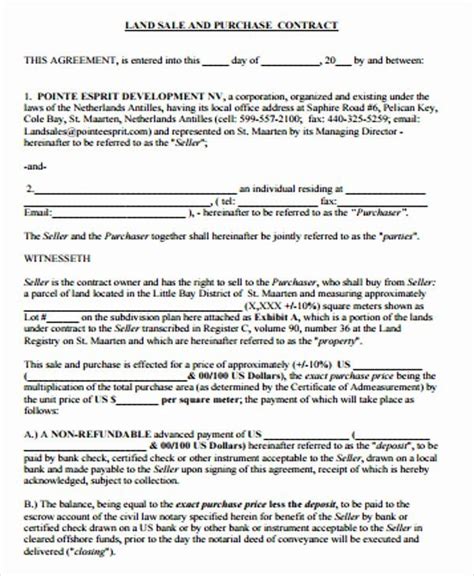 Land purchase agreement form pdf new sample land contract agreement 9