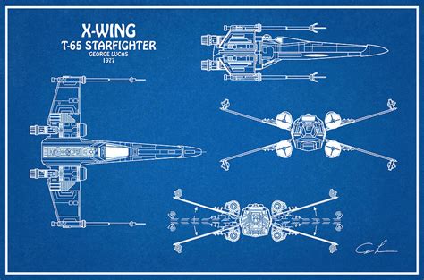 Diagram Illustration For The T 65 X Wing Starfighter From Star Wars