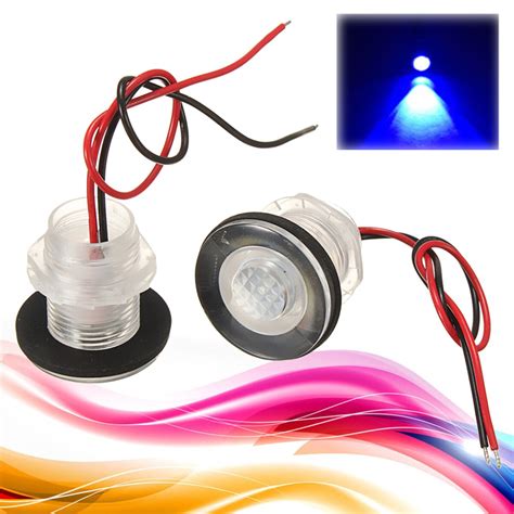 2pcs 02w 12v Rv Waterproof Led Courtesy Light Lamp Blue 33mm For Boats