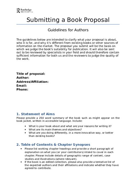 Doc Submitting A Book Proposal Guidelines For Authors Helena Hurd