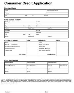 credit application forms small business  forms