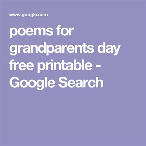 Free Printable Grandparents Day Poems