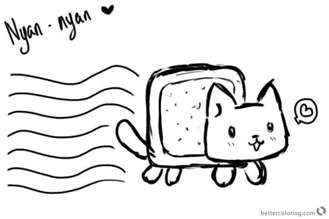 Nyan Cat Coloring Pages Black And White Free Printable
