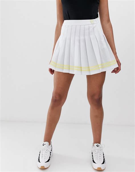 fila synthetic pleated mini tennis skirt in white lyst