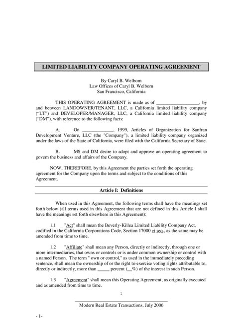 2022 Llc Operating Agreement Template Fillable Printable Pdf And Forms