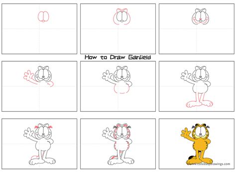 How To Draw Cartoon Garfield Step By Step For Kids Cute Easy Drawings