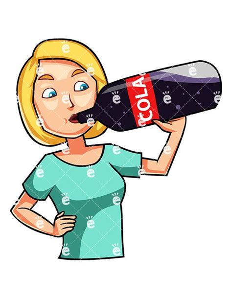 Woman Drinking A Cola Drink Cartoon Vector Clipart Friendlystock Person Cartoon Cola Drinks