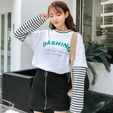 Buy 2018 Autumn Simple Letter Printed T Shirt Korean