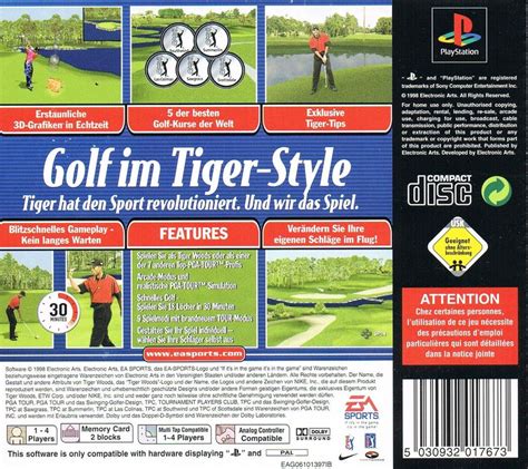 Tiger Woods 99 Pga Tour Golf 1998 Box Cover Art Mobygames
