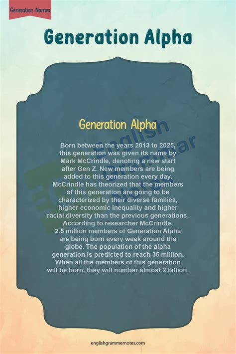 Generation Names List Of Generation Names With Description English
