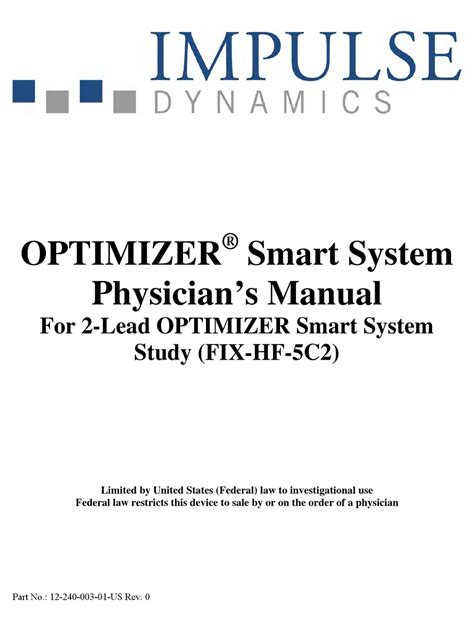 Impulse Dymanics Optimizer Smart System Physicians Manual Pdf Download