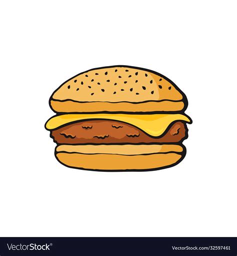 Cartoon Cheeseburger With Meat And Cheese Vector Image