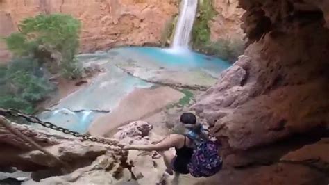 Hike Down To Mooney Falls Havasupai June 2014 Youtube