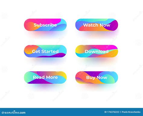 Modern Rounded Bright Colored Gradient Button Set For Your Website Or