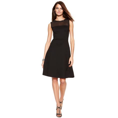 Inc International Concepts Embellished Sleeveless A Line Dress In Black