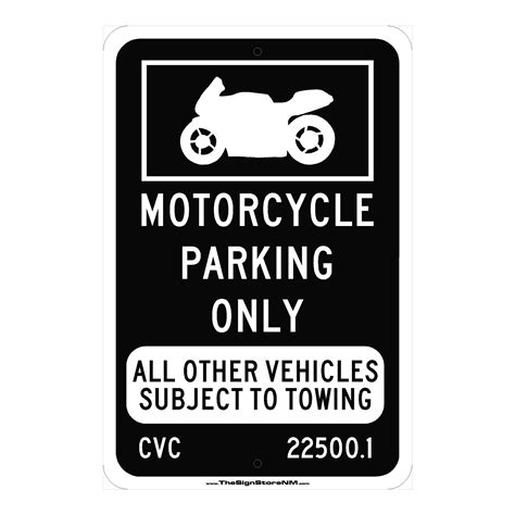 Motorcycle Parking Only Sign Alternate Design The Sign Store Nm