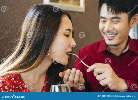 Asian Couple Having Romantic Moment At Restaurant Stock Image Image Of Elegant Anniversary